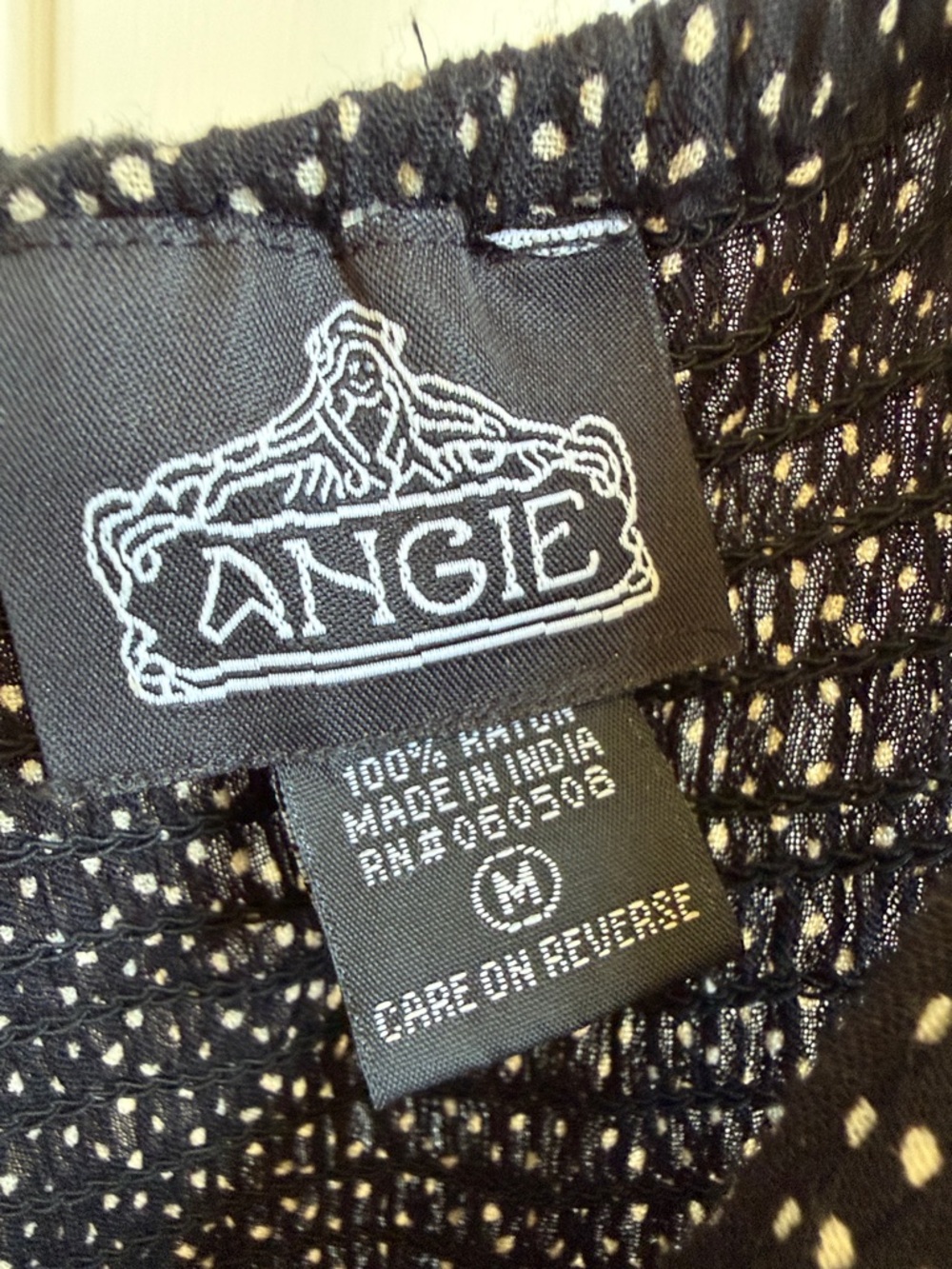 Angie Black Polka Dot Midi Dress with Twist Front EUC - Picture 2 of 10